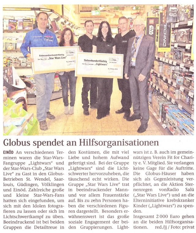Spendenbergabe Globus_Wochenspiegel_20160323_g